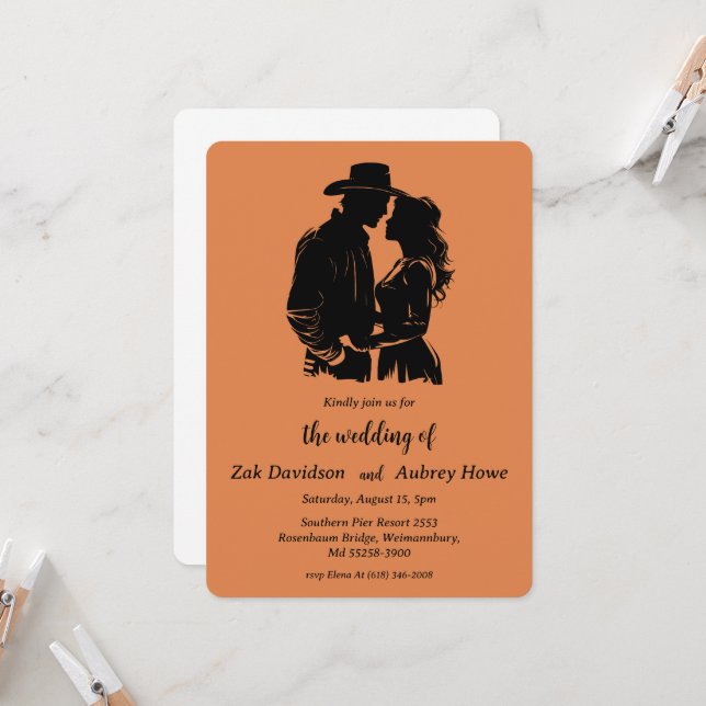 Convite Modern boho western wedding invitations (Frente/Verso In Situ)
