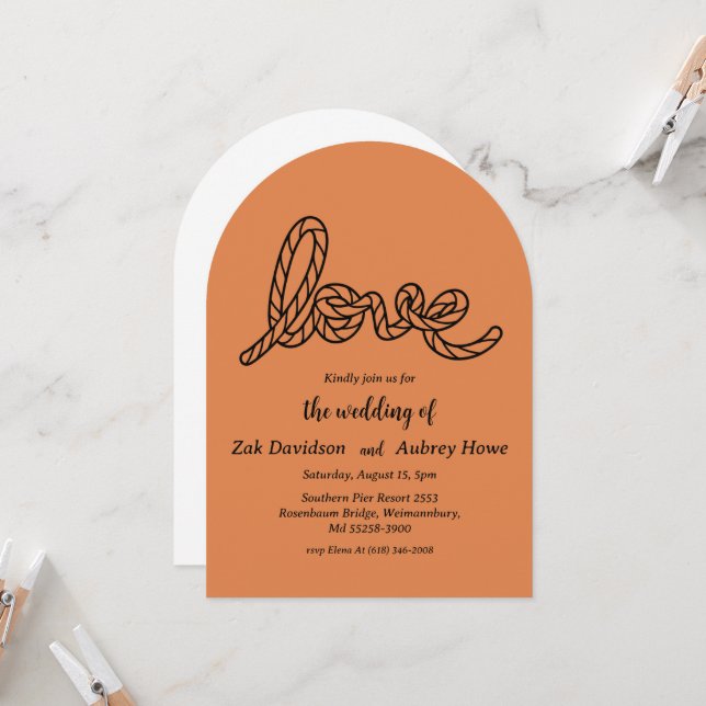 Convite Modern boho western wedding invitations (Frente/Verso In Situ)