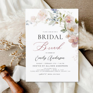 Convite Modern Boho Wildflower Bridal BrunChá
