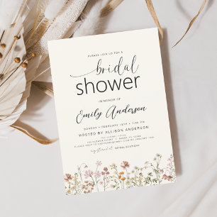 Convite Modern Boho Wildflower Chá de panela Elegante
