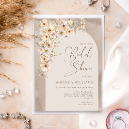 Convite Modern Boho Wildflowers Cream Floral Bridal Shower
