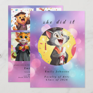 Convite Modern Bokeh Lights Graduation invitation