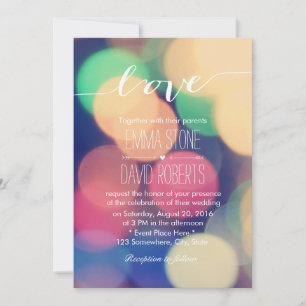 Convite Modern Bokeh Luz Elegante Casamento De Amor Com Sc