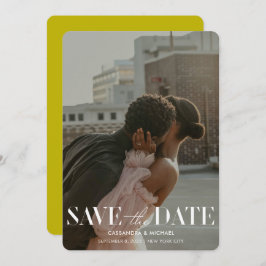 Convite Modern Bold Chartreuse Photo Wedding Save Date