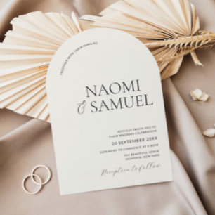 Convite Modern Bold Names Arch Ecru Casamento