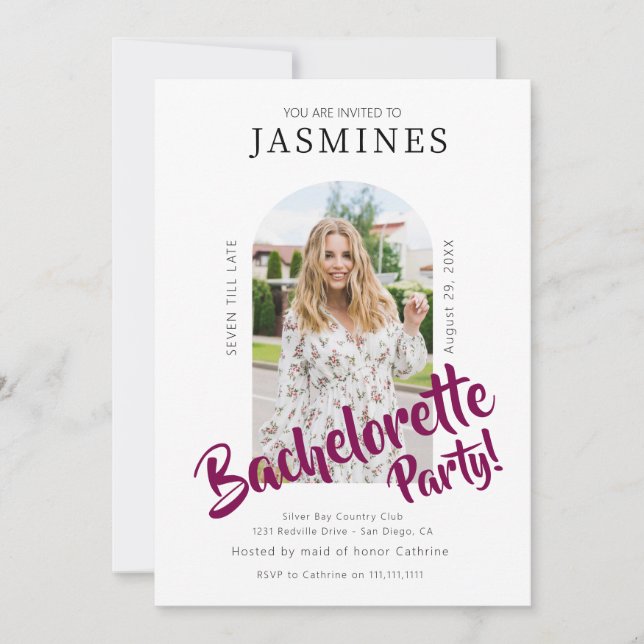 Convite modern bold script  photo bachelorette Invitation  (Frente)