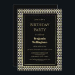 Convite Modern Border 18th Festa de aniversário<br><div class="desc">Um convite de aniversário preto,  branco e dourado enquadrado no 18º.</div>