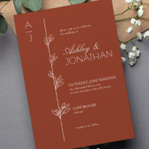 Convite Modern Botanical Divider Auburn Wedding
