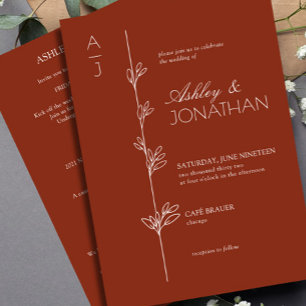 Convite Modern Botanical Divider Wedding Auburn All-in-One