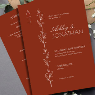 Convite Modern Botanical Divider Wedding Auburn All-in-One