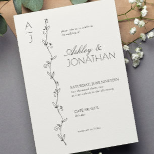 Convite Modern Botanical Divider Wedding Bone