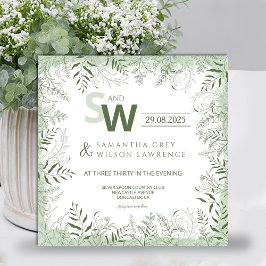 Convite Modern Botanical Greenery Wedding Invitation