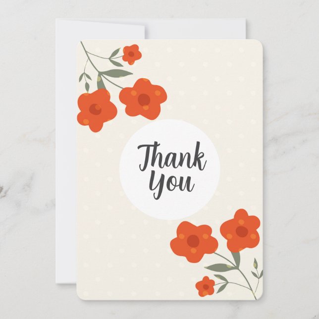 Convite Modern Botanical orange floral thank you card  (Frente)