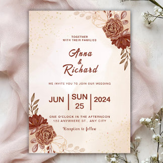 Convite Modern Brown wedding Invitation