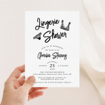 Modern Brush Script Lingerie Bridal Shower Invitat