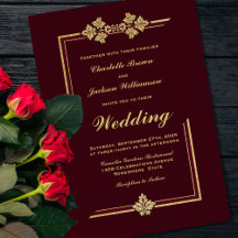 Modern Burgundy and Gold Glitter Wedding