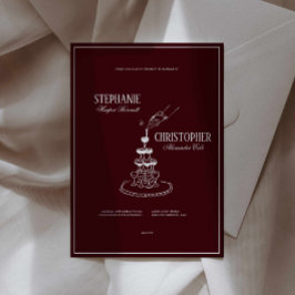 Convite Modern Burgundy Champagne Tower Wedding Invitation