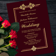 Modern Burgundy e Dourado Casamento com Glitter