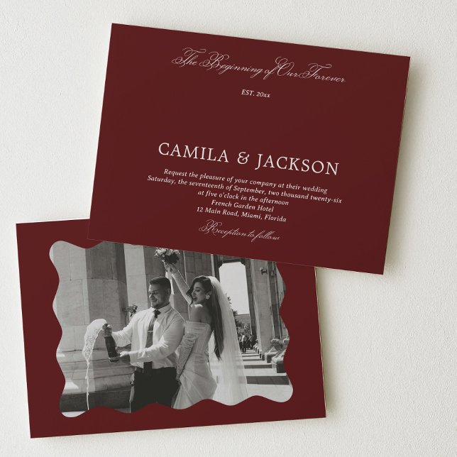 Convite Modern Burgundy Wedding  (Criador carregado)