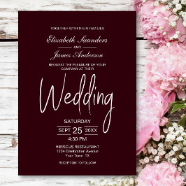 Convite Modern Burgundy Wedding