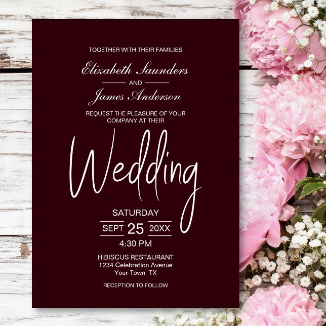 Convite Modern Burgundy Wedding (Criador carregado)