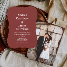 Convite Modern Burgundy Wedding