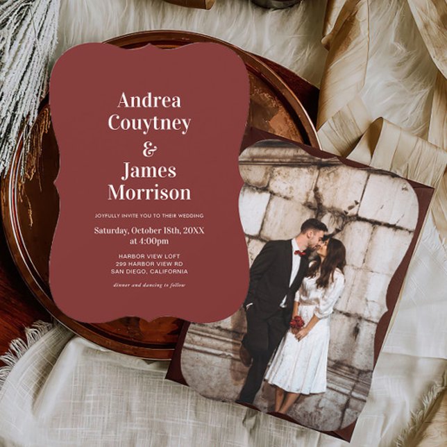 Convite Modern Burgundy Wedding (Criador carregado)