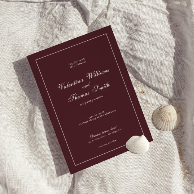 Convite Modern Burgundy Wedding Invitation (Criador carregado)