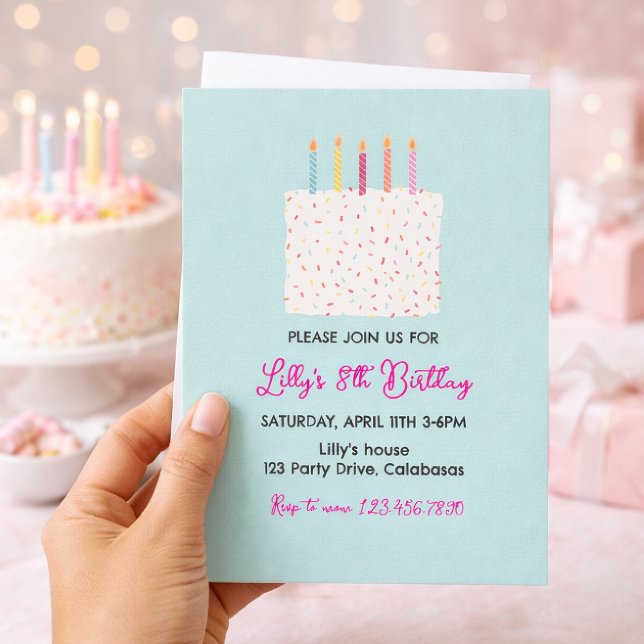 Convite Modern Cake Birthday Invitation, Colorful Sprinkle (Criador carregado)