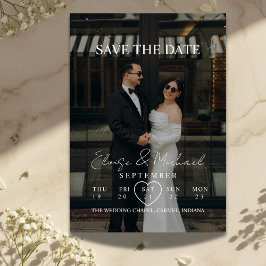 Convite Modern Calendar Week Photo Save The Date Wedding