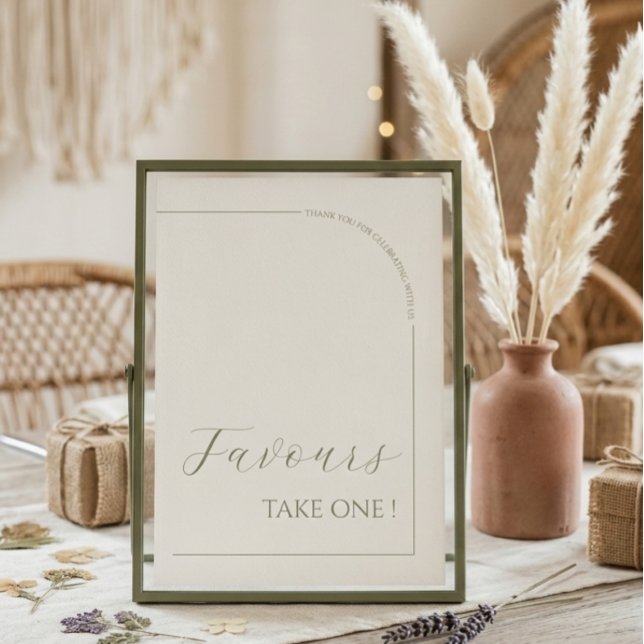 Convite Modern Calligraphy Minimalist Arch Favors Sign (Criador carregado)