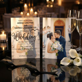 Convite Modern Calligraphy Script 2 Photo Overlay Wedding