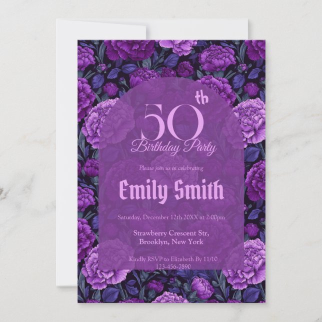 Convite Modern Carnation Aesthetic Birthday Event (Frente)