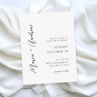 Convite Modern casual minimalist wedding