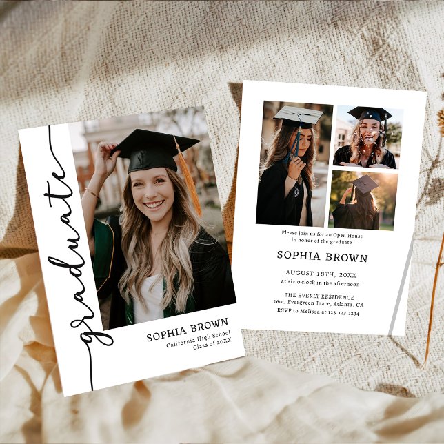 Convite Modern Casual Photo Graduation Party Invitation (Criador carregado)