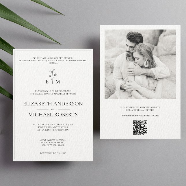 Convite Modern Catholic Wedding Invitations with QR code (Criador carregado)