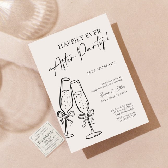 Convite Modern Champagne Bow Happily Ever After Party (Criador carregado)
