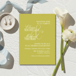 Convite Modern Chartreuse Script Formal Wedding