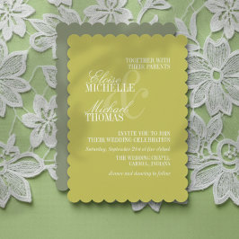 Convite Modern Chartreuse Script Formal Wedding