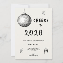 Convite Modern Cheers to New Year 2026 Bold Typo