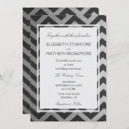 Convite Modern Chevron Black and Silver