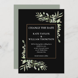 Convite Modern Chic Change the Date Watercolor Greenery