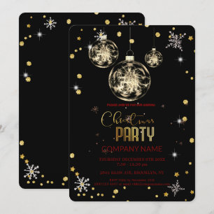 Convite Modern Chic Corporate, decoração de ouro de Natal