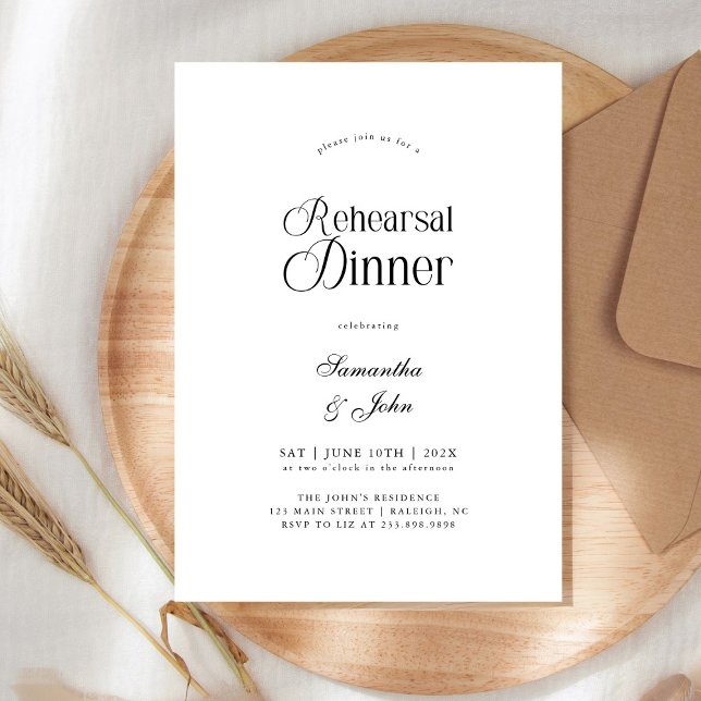 Convite Modern Chic Script Wedding Rehearsal Dinner (Criador carregado)