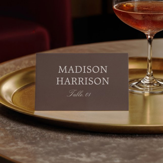 Convite Modern Chocolate Brown Wedding Place Card DIY (Criador carregado)
