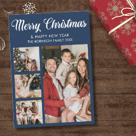 Convite Modern Christmas family photo collage