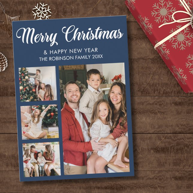 Convite Modern Christmas family photo collage (Criador carregado)