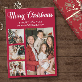 Convite Modern Christmas family photo collage