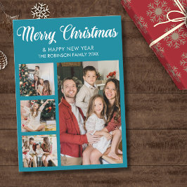 Convite Modern Christmas family photo collage