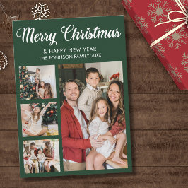 Convite Modern Christmas family photo collage